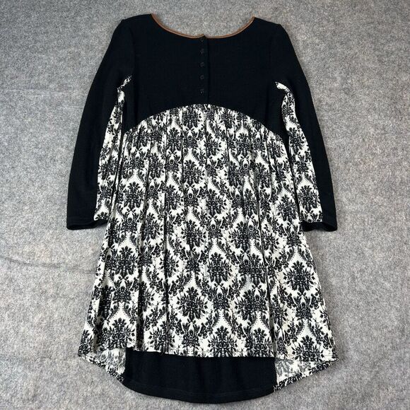 THML Dress Womens Small Mixed Media Black Long Sleeve A Line Casual - Picture 7 of 8